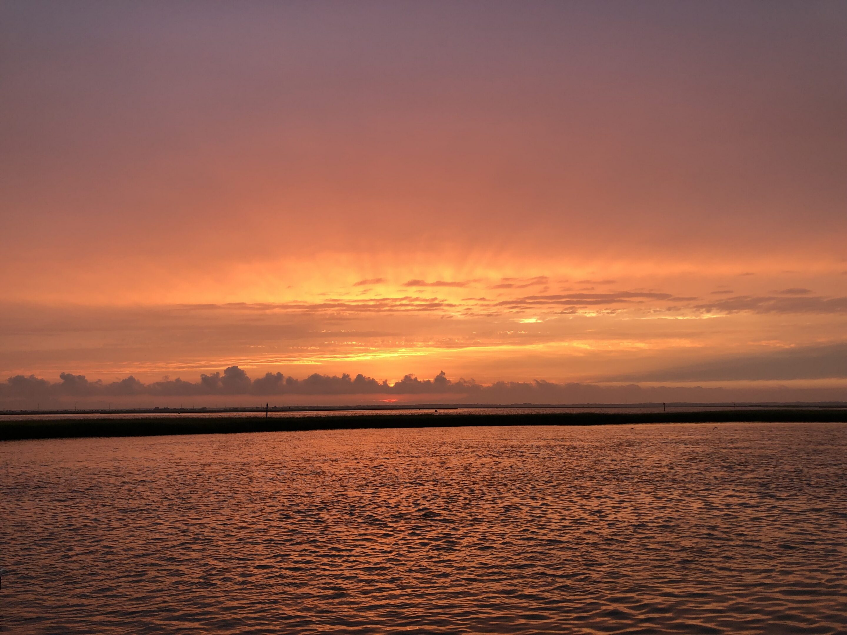 Dramatic sunset over the bay